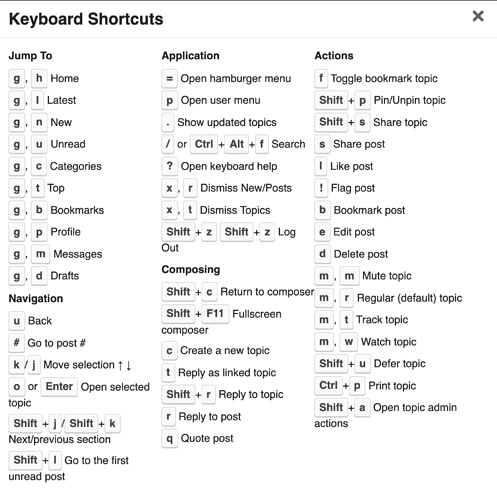 discourse-keyboard-shortcuts