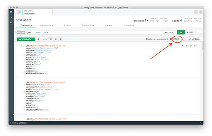 How We Can Use count Clause In MongoDB Compass Developer Tools 