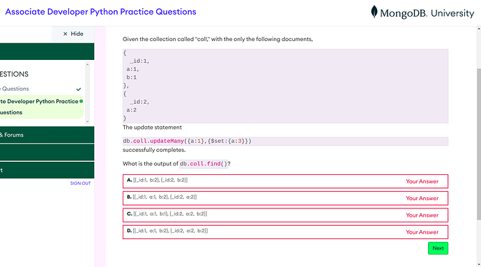 MongoDB Practice Exam Python - 1