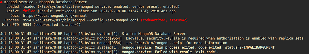 Mongodb fails to start after adding replication in config - Ops and ...
