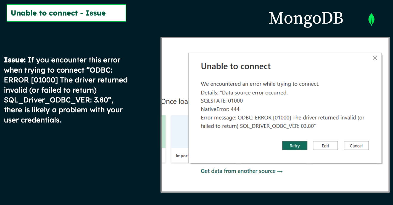 Error while connecting MongoDB to PowerBI using MongoDB Atlas SQL