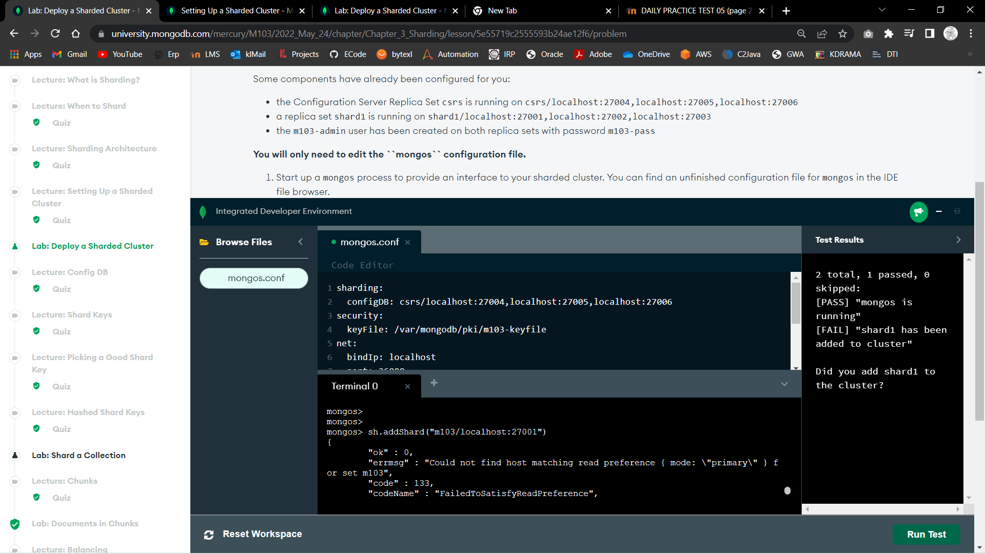 Lab: Deploy A Sharded Cluster - M103: Basic Cluster Administration ...