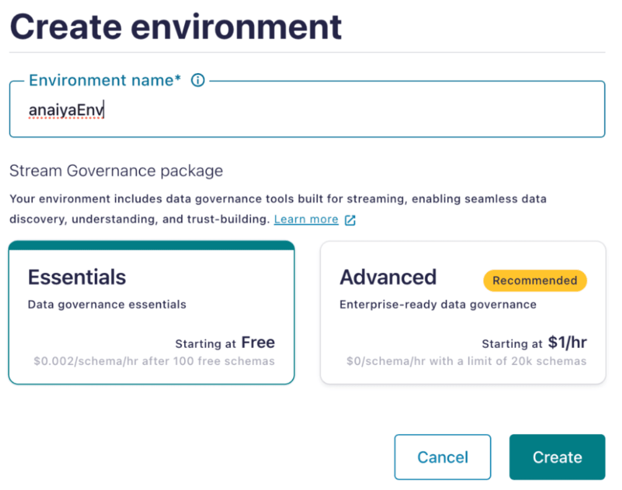 [Create an environment in Confluent Cloud]