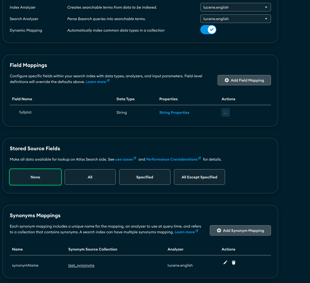 Captura de tela representando a interface do usuário do Atlas para criar um analisador