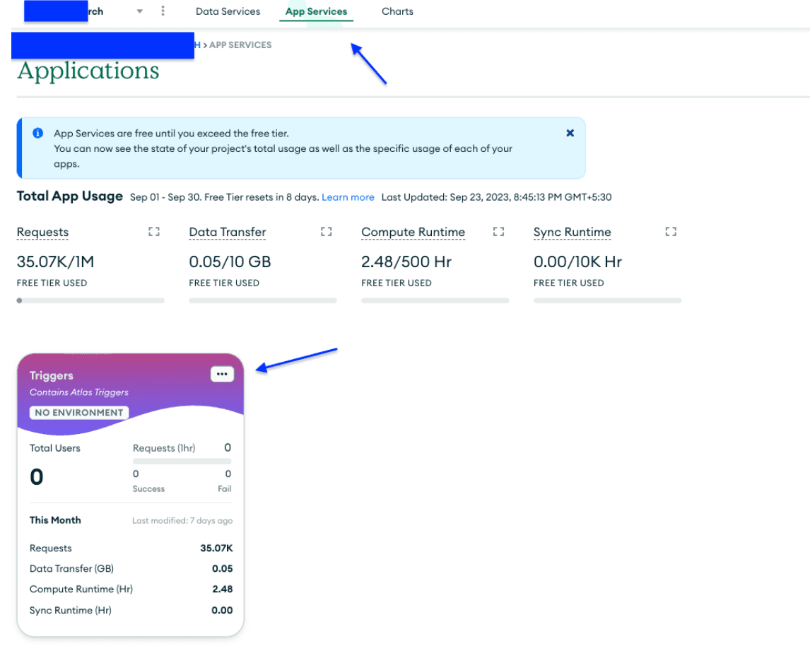 (Click on the App Services tab for configuring environment variables inside trigger value)