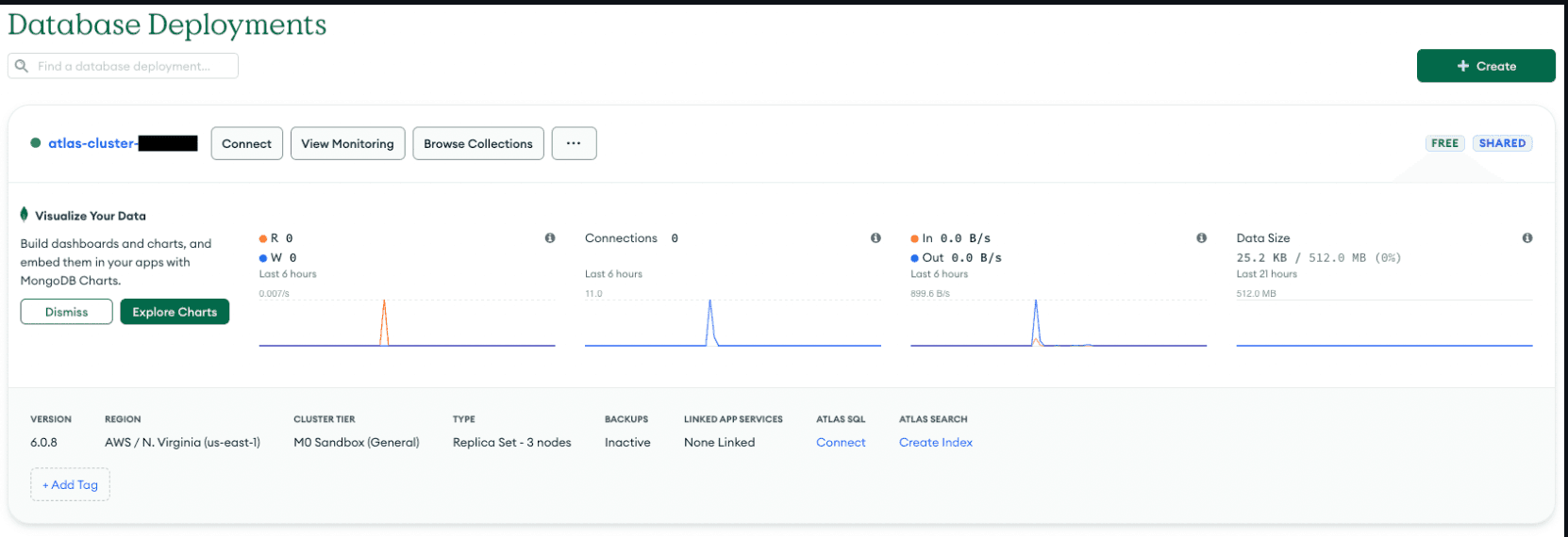 Criação de um cluster do MongoDB Atlas