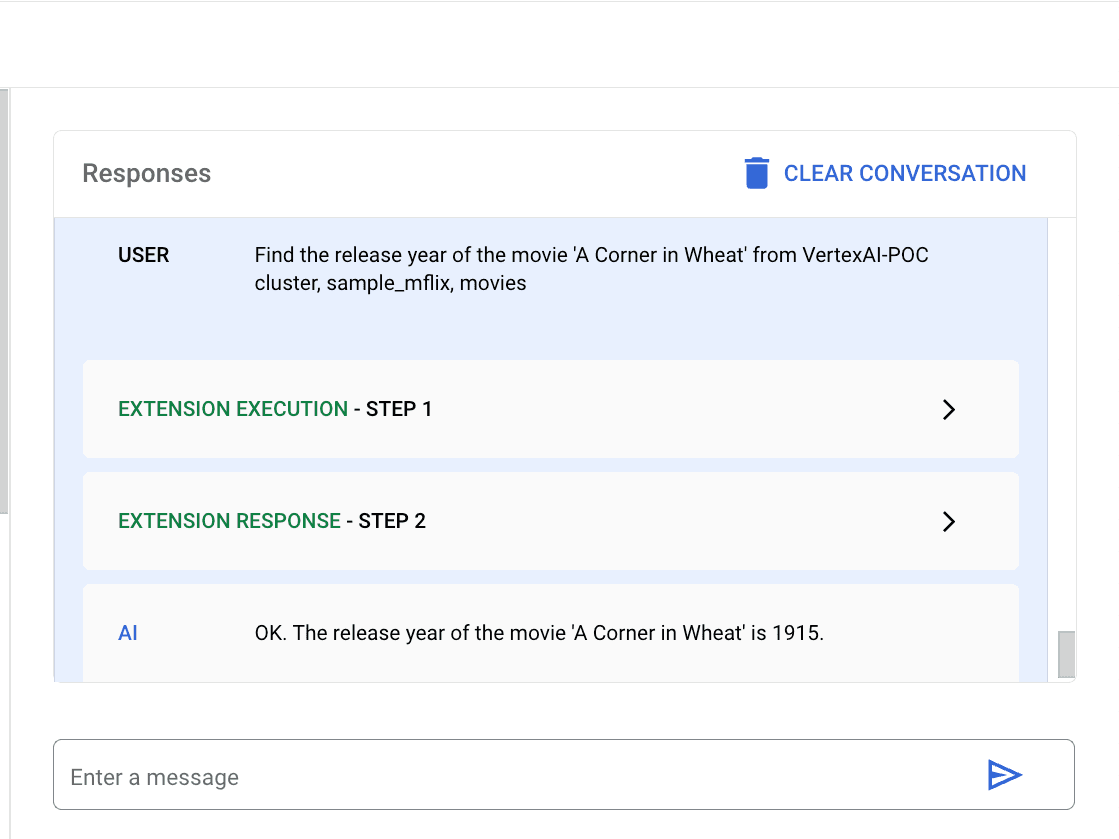 Testando as extensões da Vertex AI para localizar query