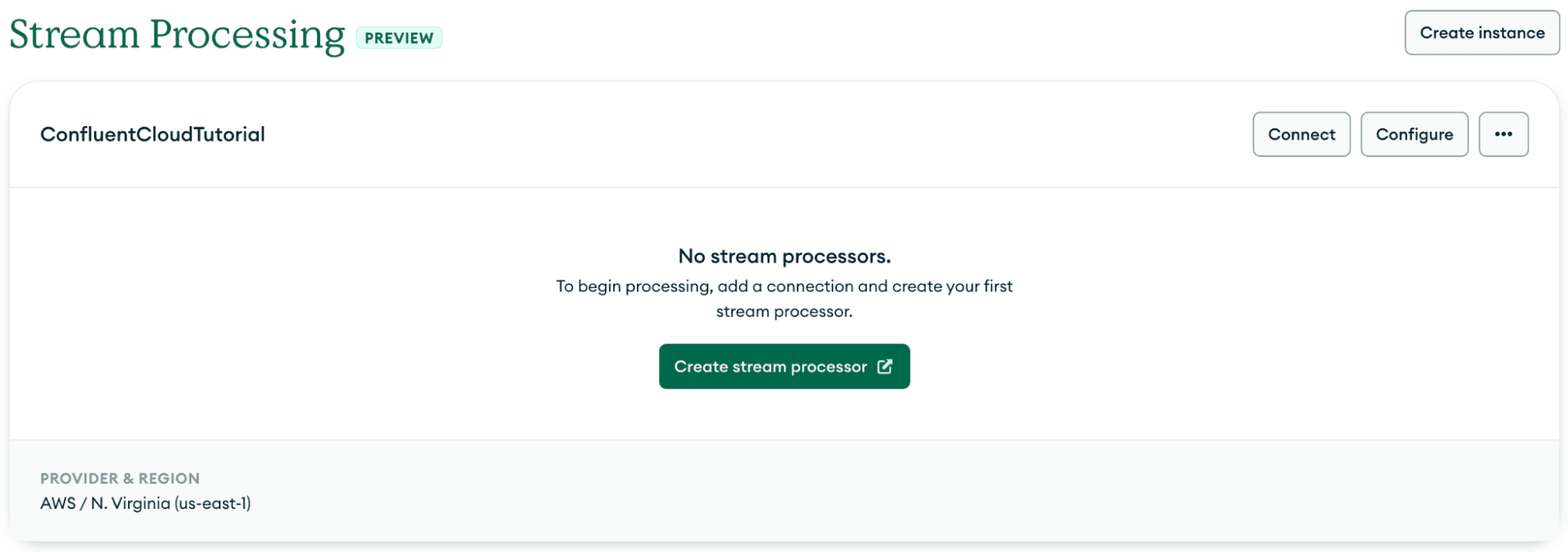 The Atlas Stream Processing Stream Processor Instance dashboard