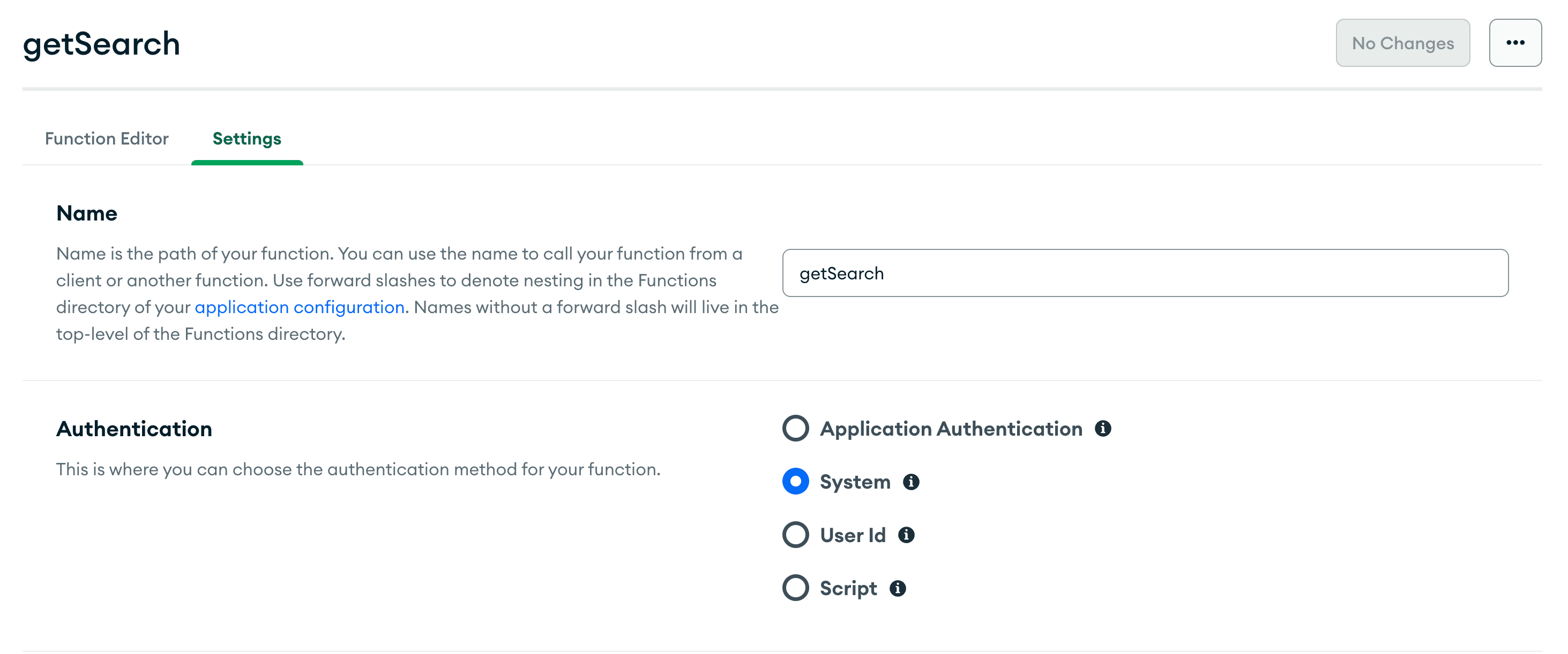 Configuração do sistema em uma função