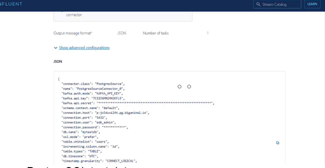 Json as output configuration