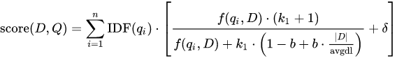 BM25 fórmula matemática