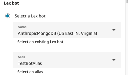 Select Amazon Lex Bot