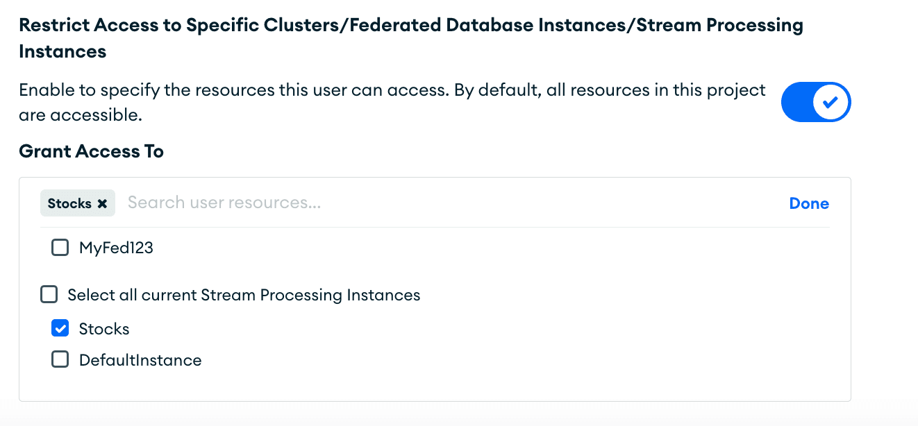 Restricting access within MongoDB Atlas