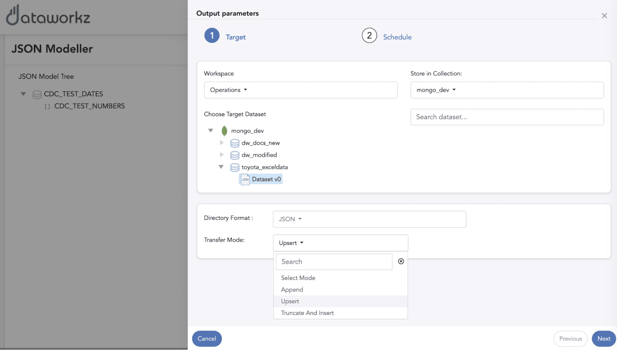 Dataworkz JSON Upsert e configurações principais