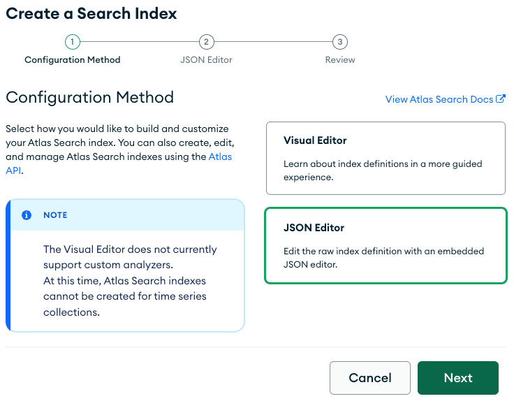 Criar um índice de pesquisa - Método de configuração