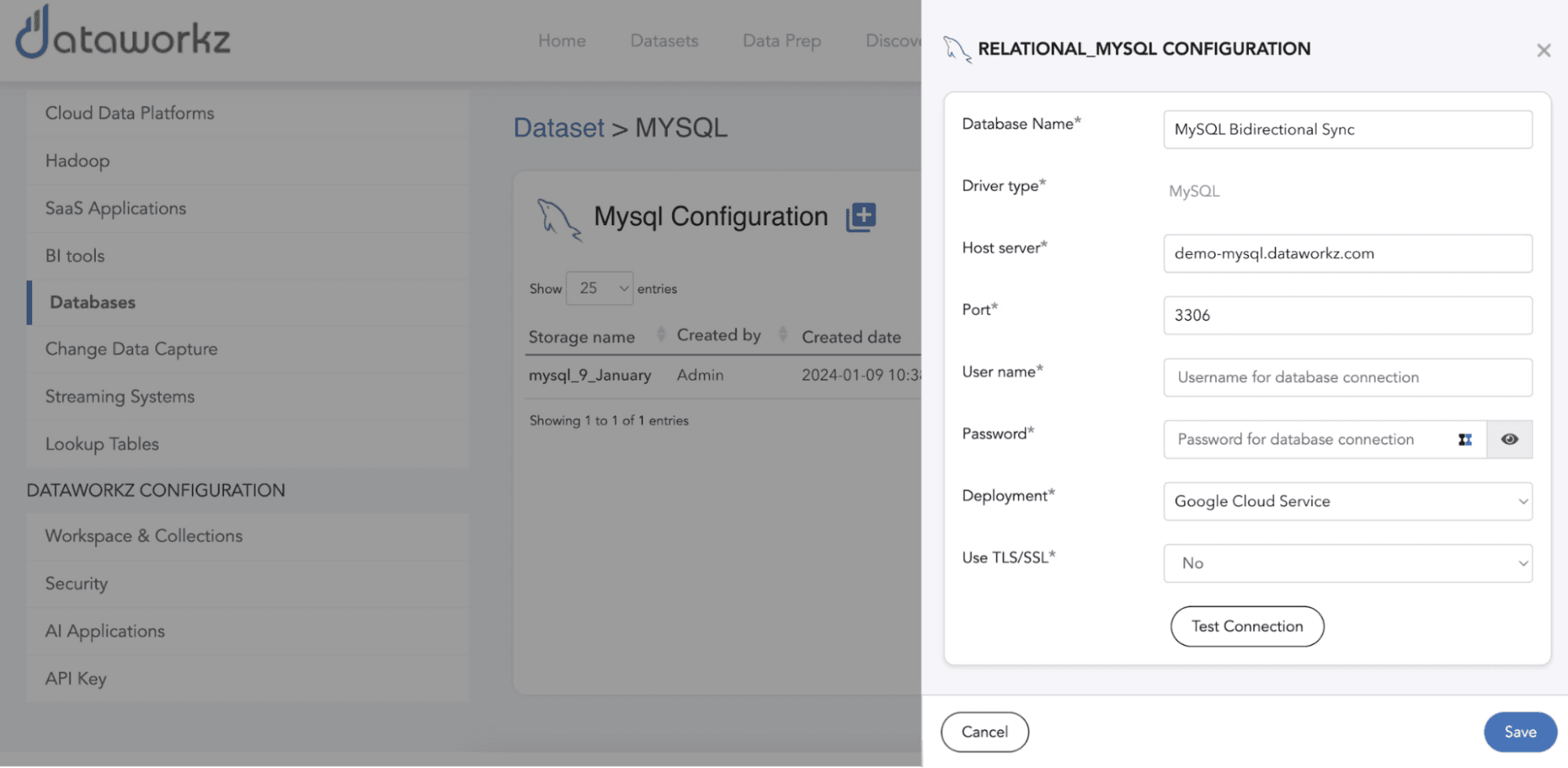 Conectar ao MySQL no Dataworkz