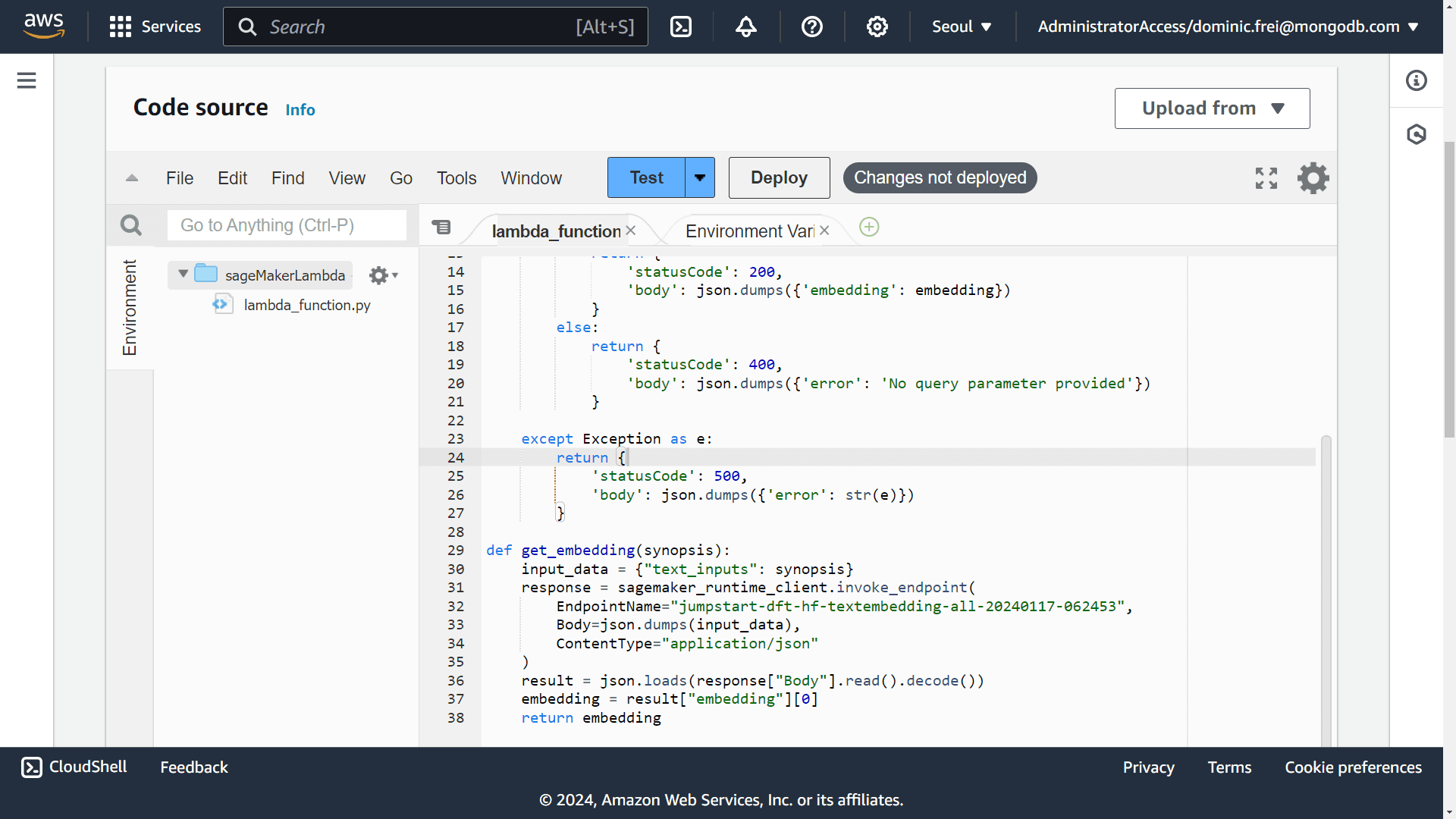 Editor de código Lambda