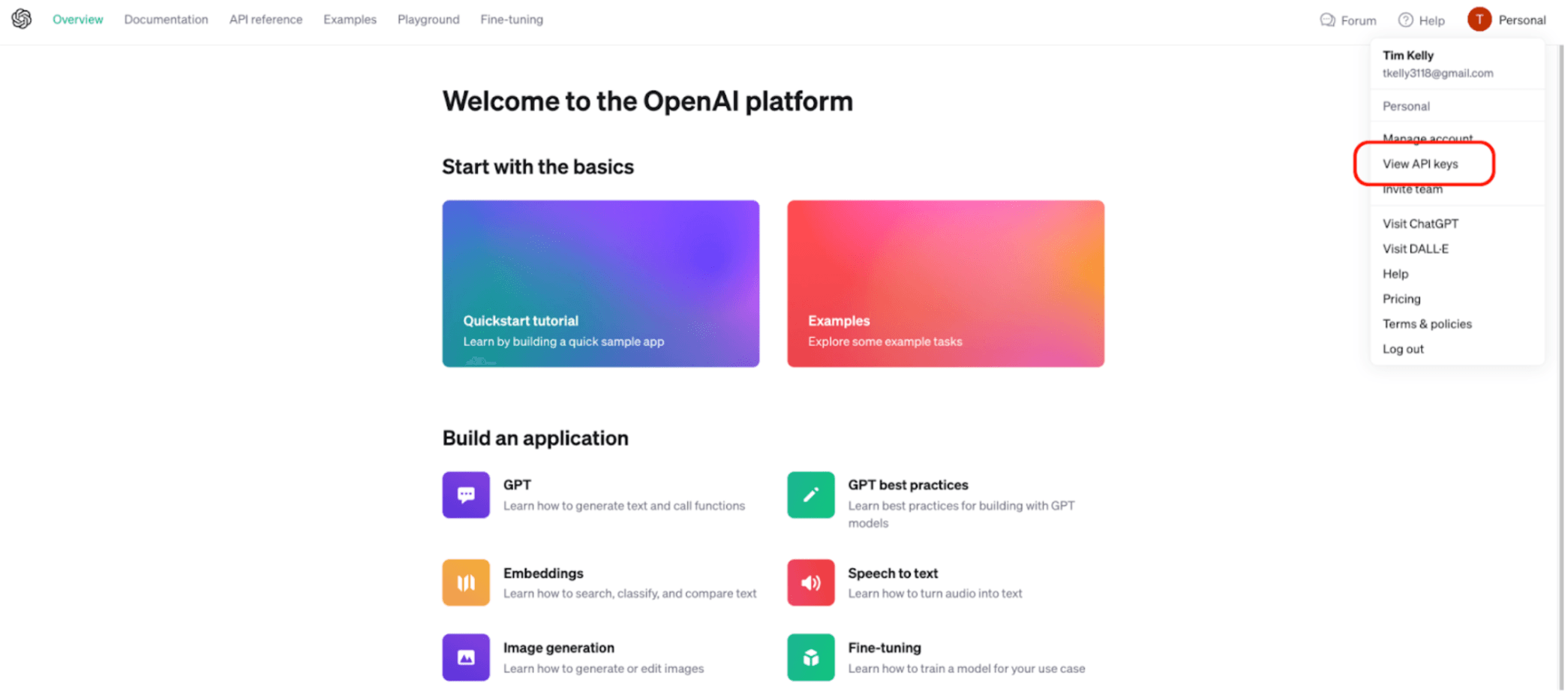 where to find your API key on OpenAI