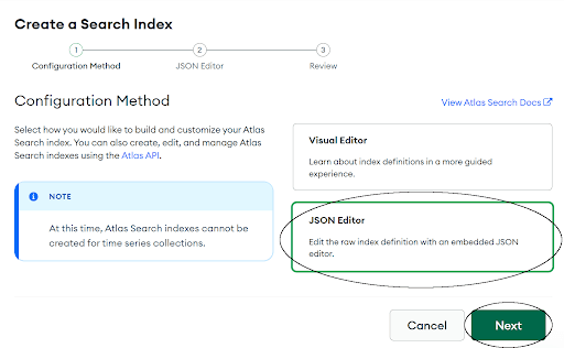 Configurando um índice antes da criação