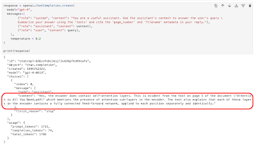 Fig 4. A resposta do modelo GPT-4 se refere ao nome do arquivo e ao número da página