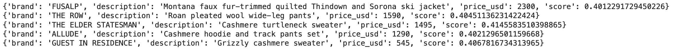 Output of our query “winter”