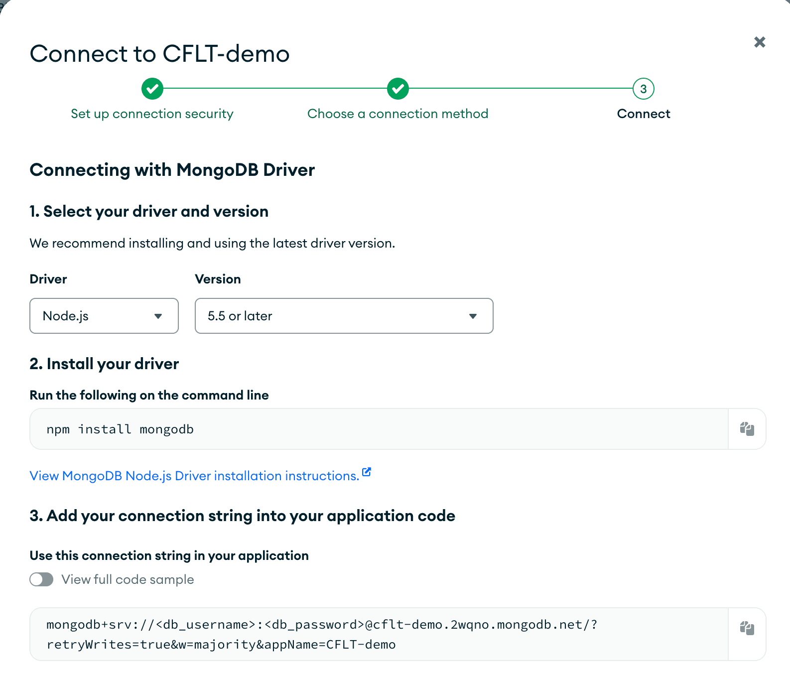Image 1: Connect to MongoDB Atlas using connection string