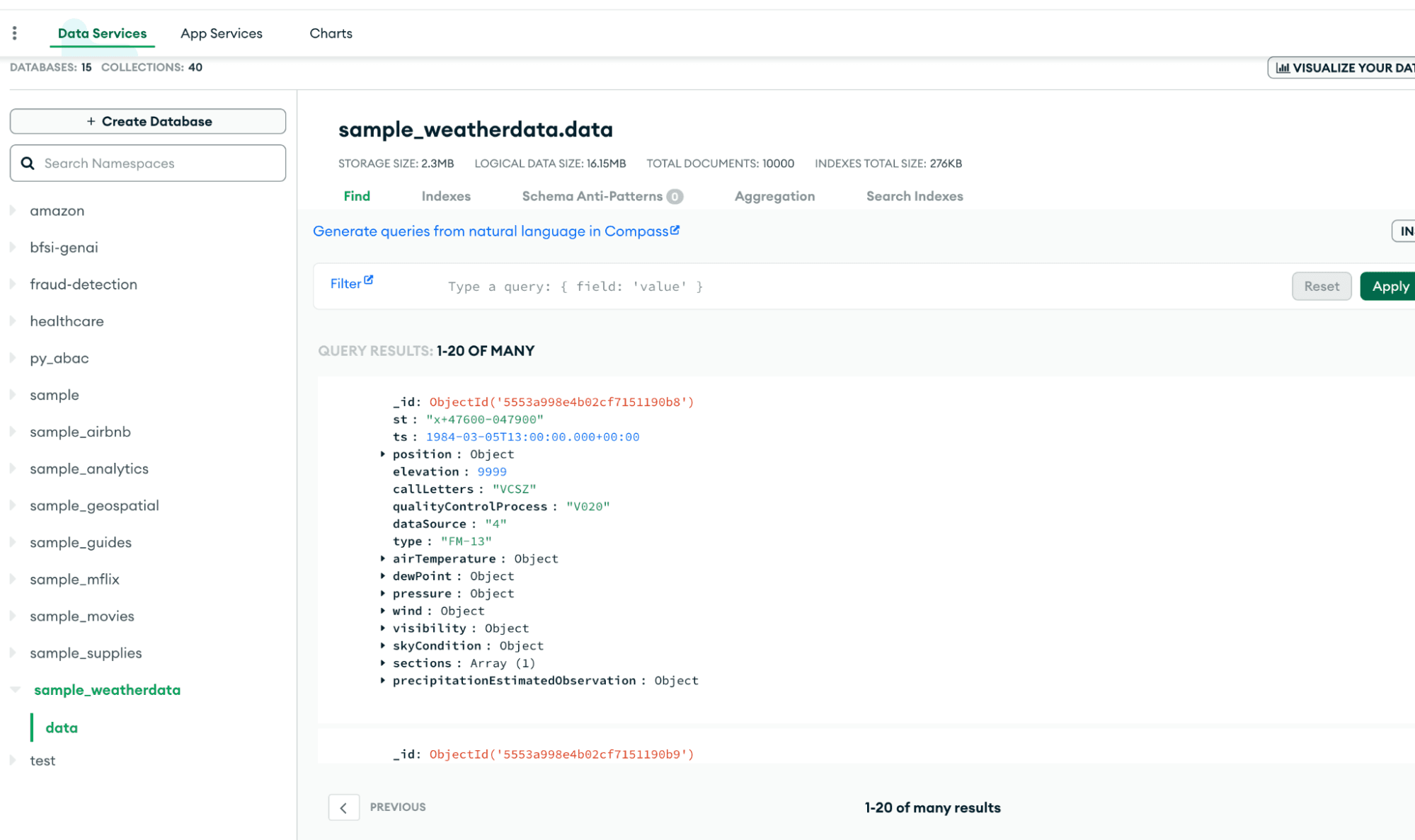 Image 2: MongoDB Sample dataset