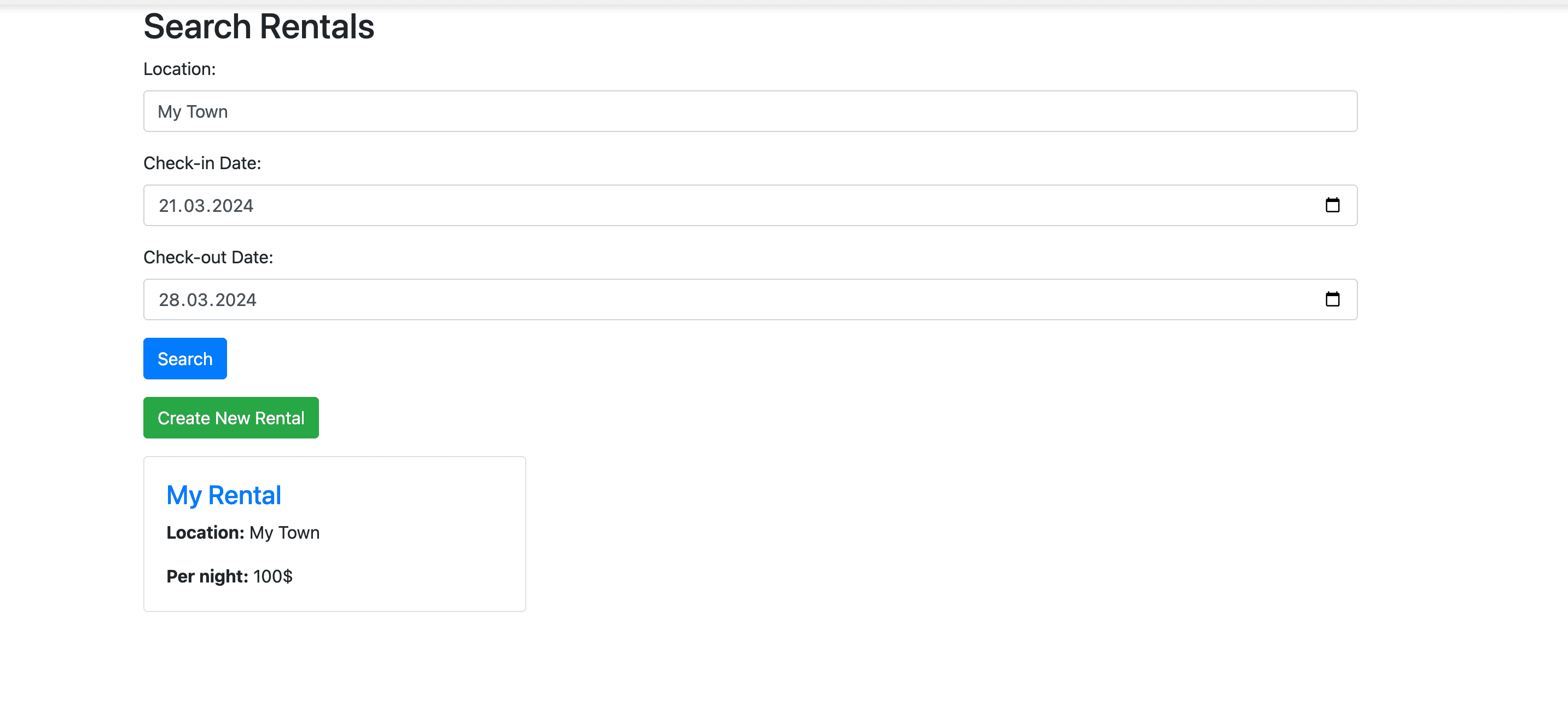 Symfony Application Rentals