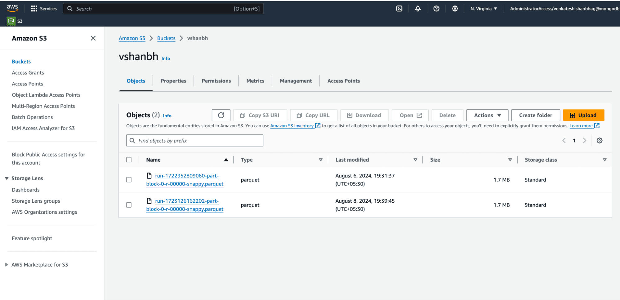Image 13: Verify the the document moved to S3 bucket in parquet format