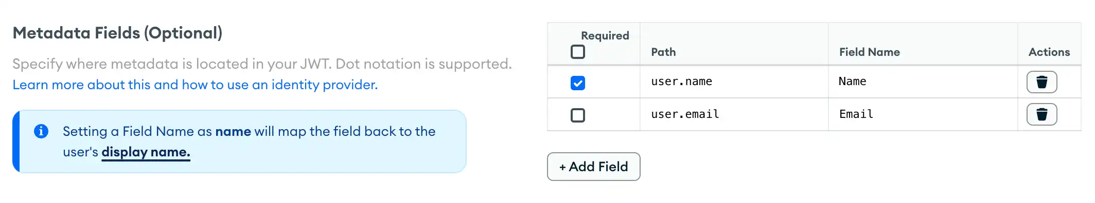 Add metadata required/optional, path, and name in the App Services UI