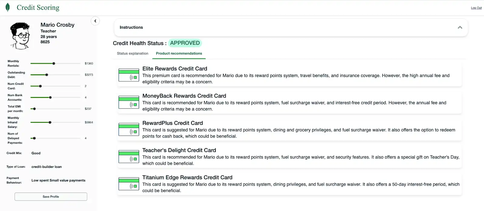 Example of an approved application.