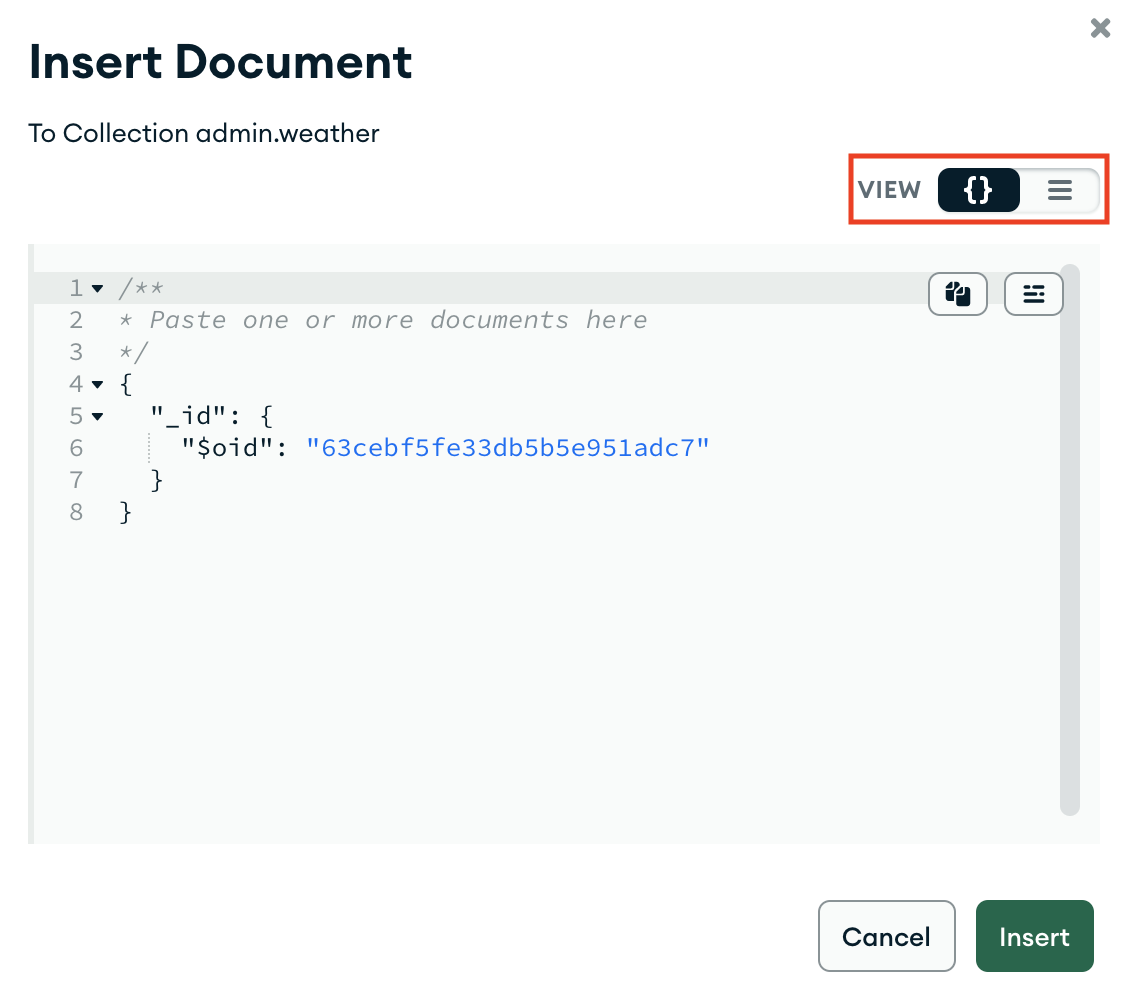 import json file in mongodb compass