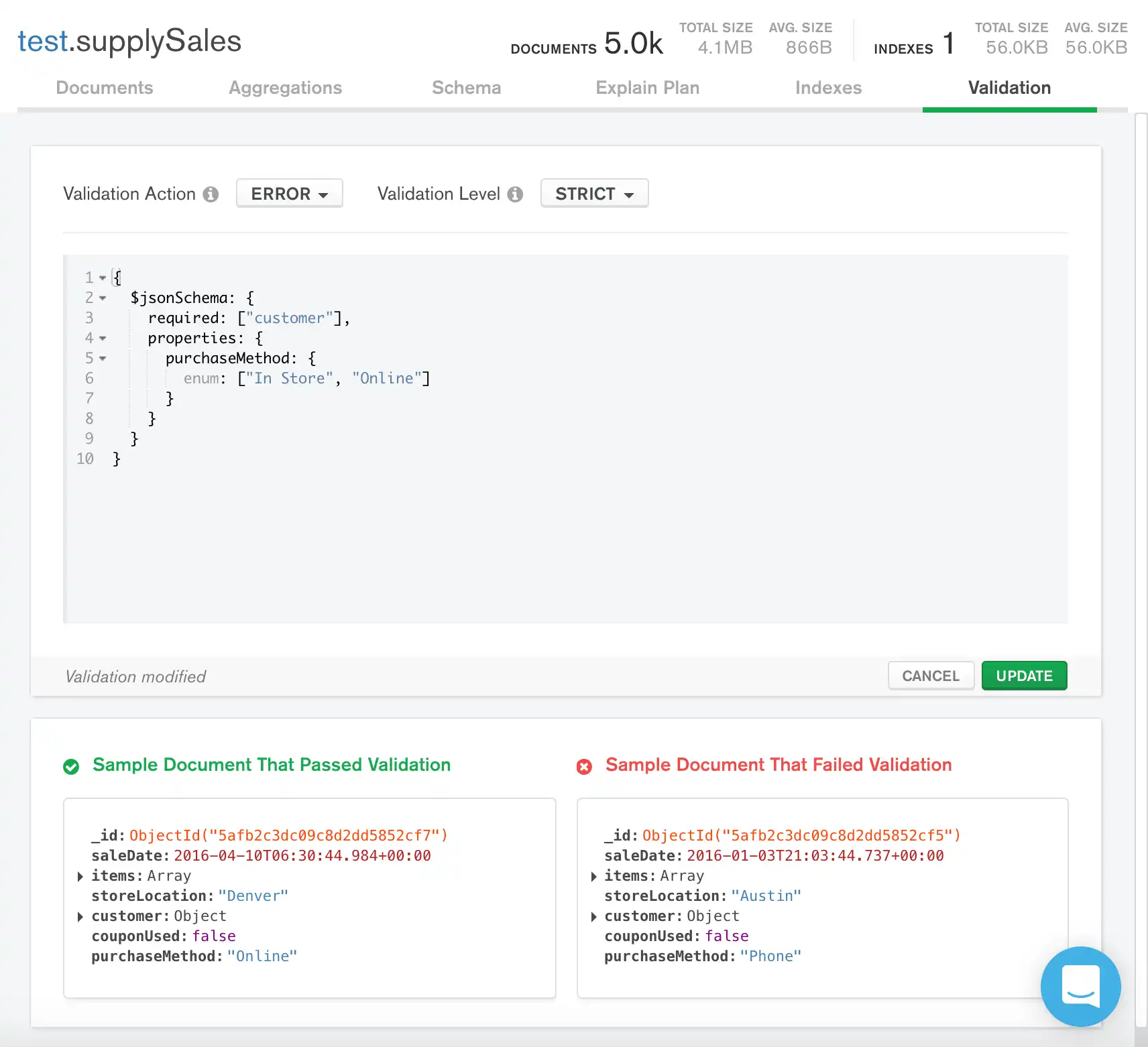 Validation view