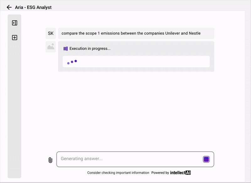 Natural language queries answered with company-specific
documents and TRACES explainability.