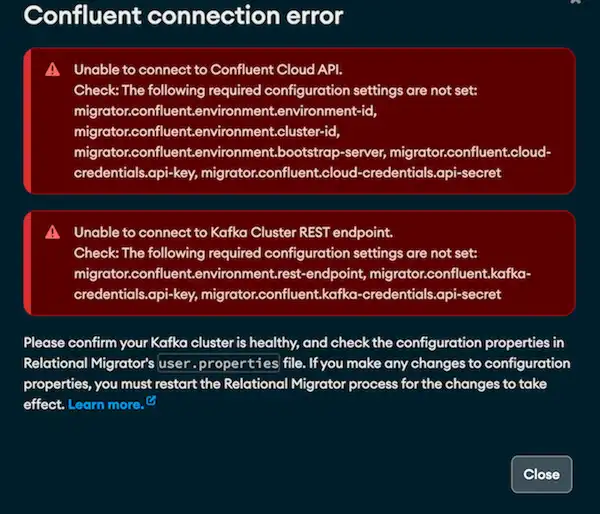 Confluent connection error