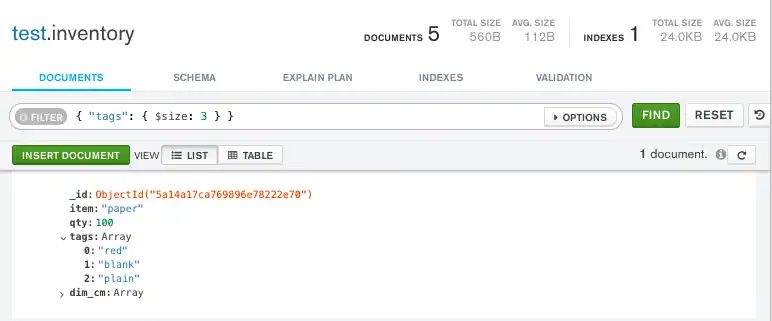 Query for array by number of elements