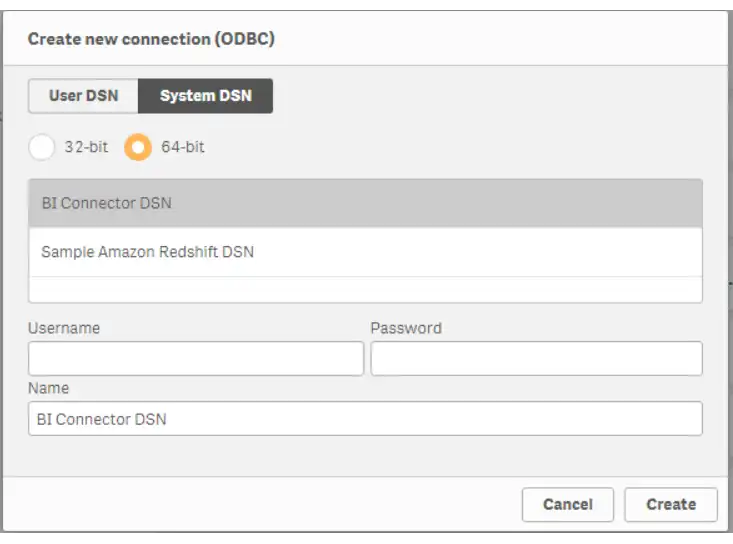 Qlik のデータソース一覧のスクリーンショット