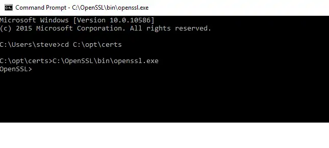 Screenshot of OpenSSL command prompt