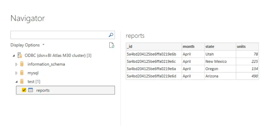 Screenshot of Power BI list of data sources