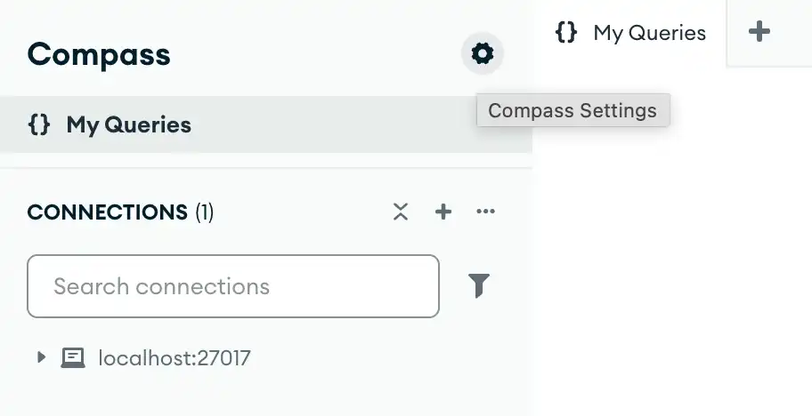 MongoDB Compass UIの設定ガイダンスの場所