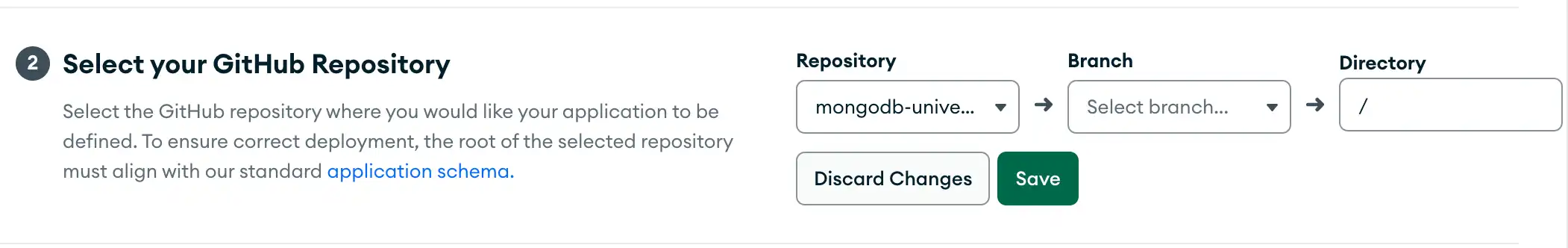 Seleção de repositório do GitHub