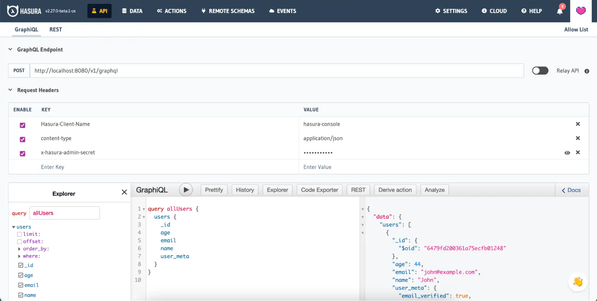 Use a interface GraphQL para testar queries.