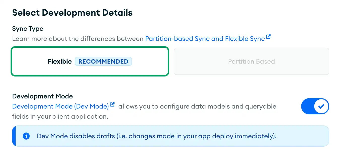 A UI para habilitar o modo de desenvolvimento