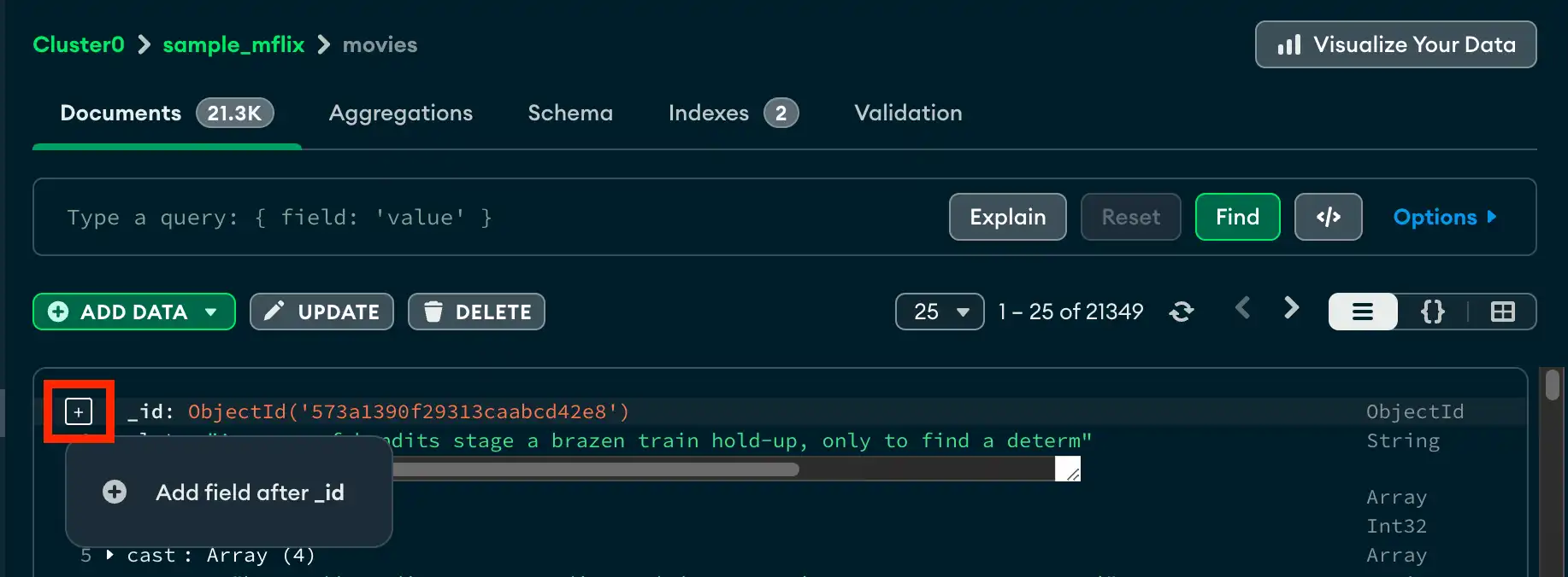 Adicione um campo a um documento