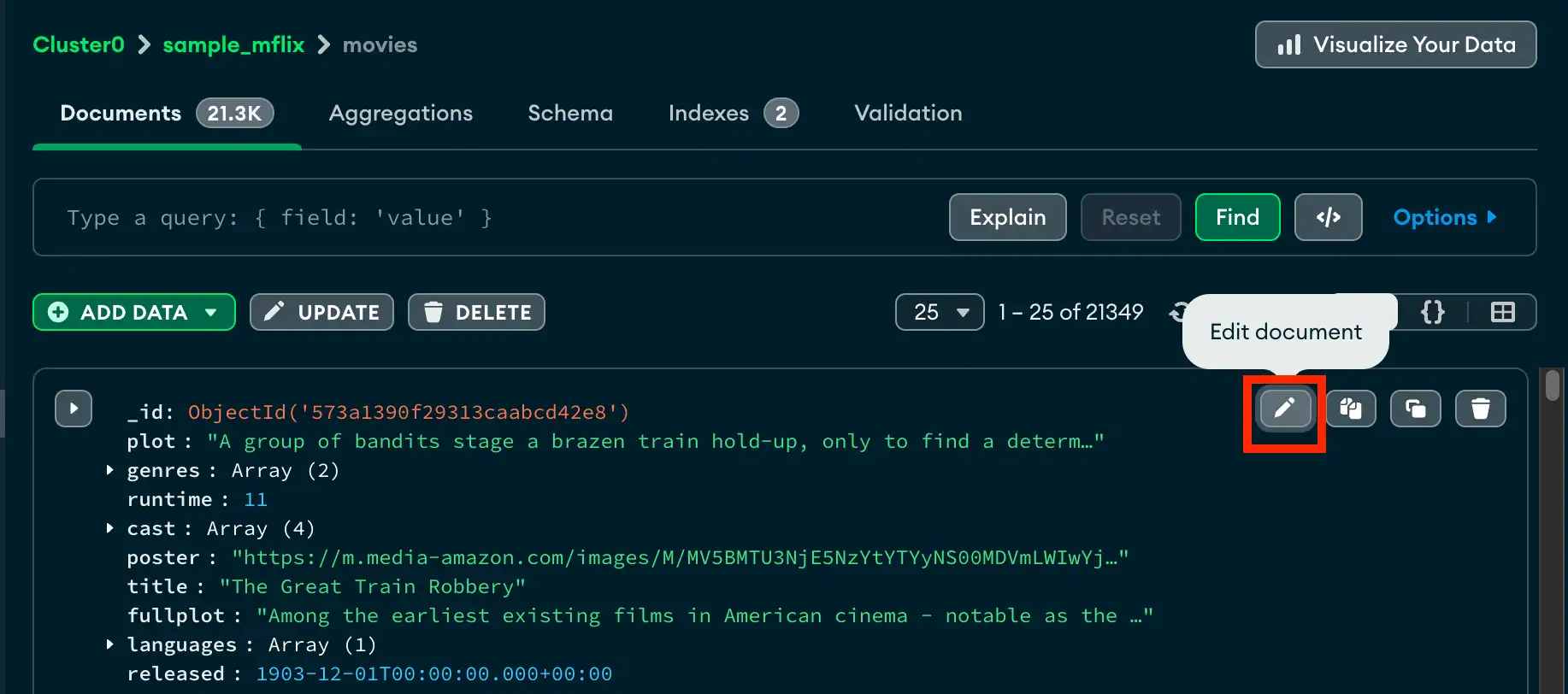 Seleção de edição de documento