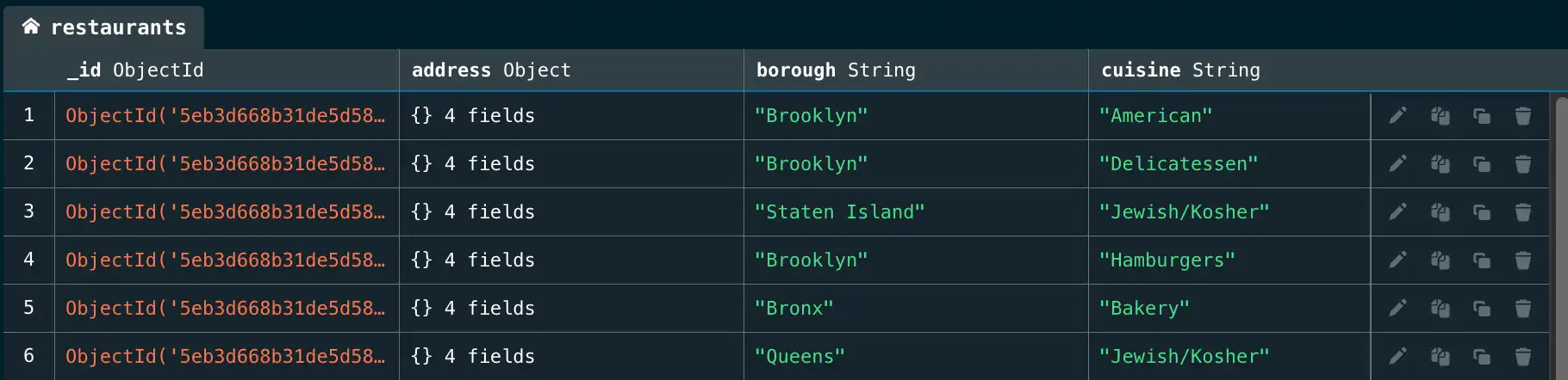 Exibir elementos aninhados na exibição de tabela