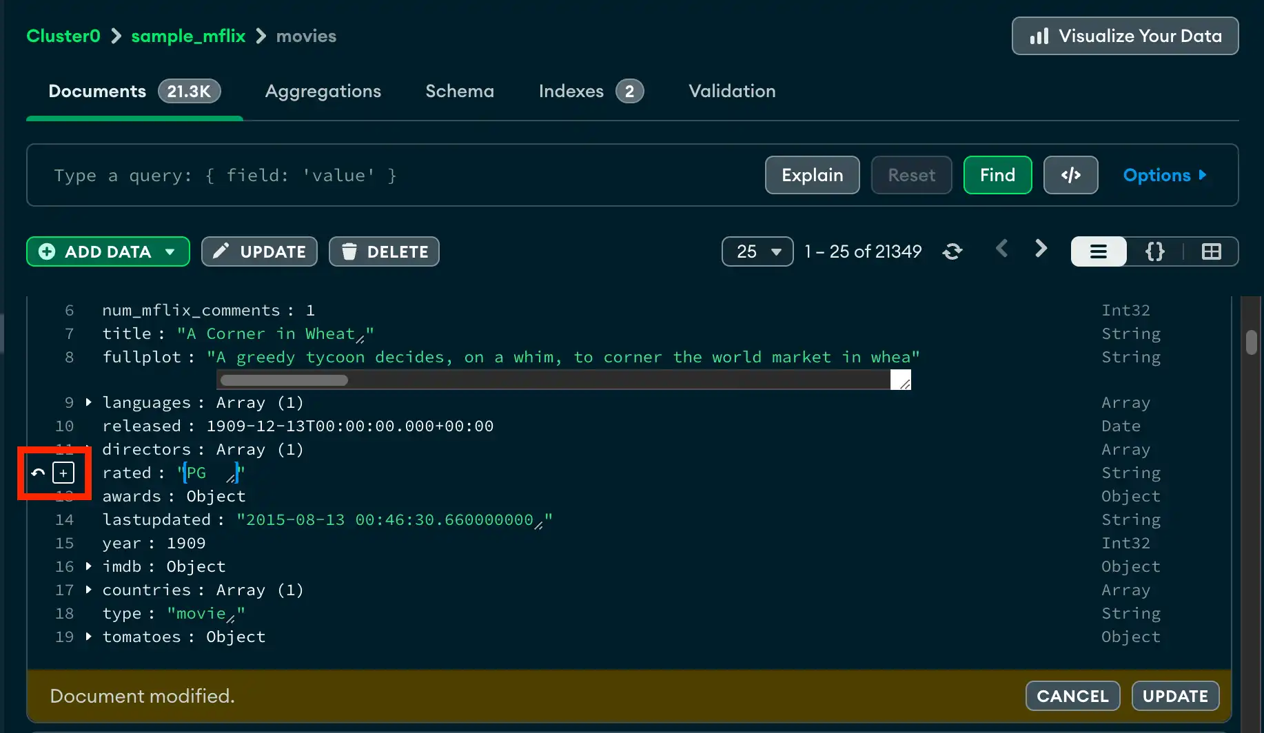 Inverter documento na visualização de lista