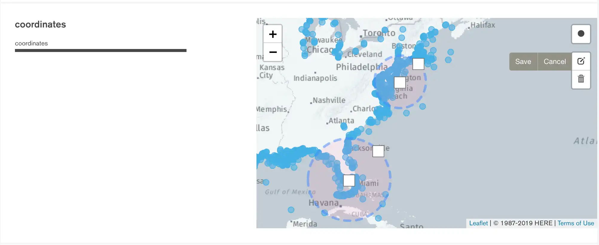 Imagem mostrando a edição do filtro de mapa