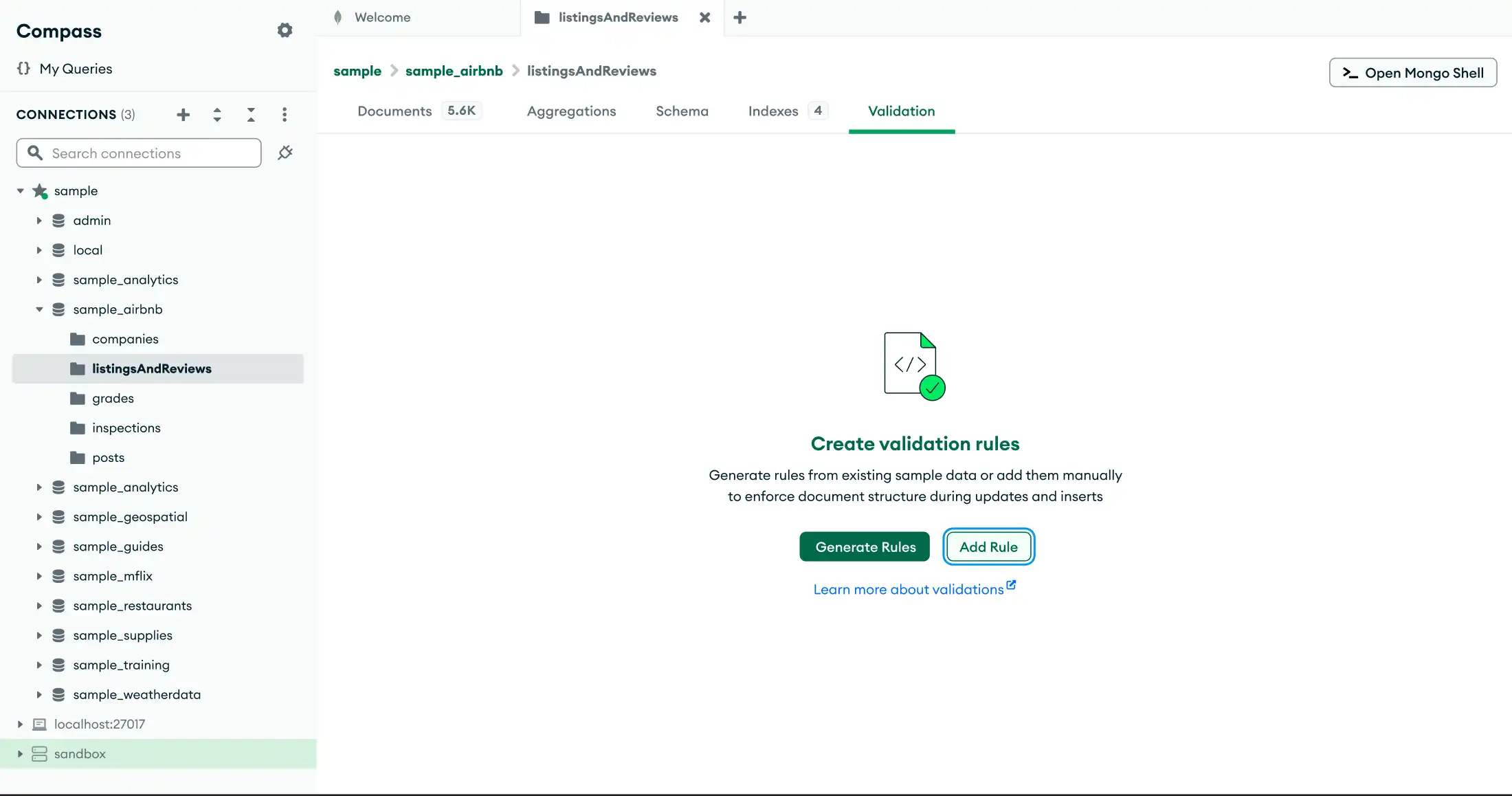 Visualização de validação