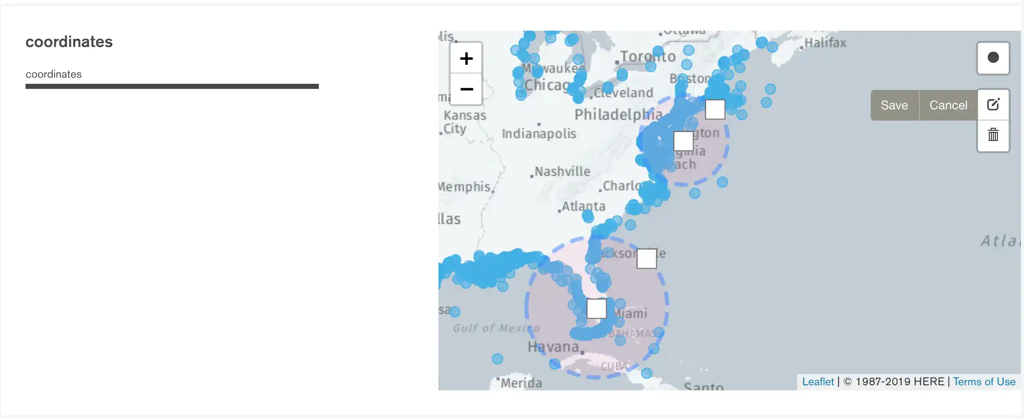 Imagem mostrando a edição do filtro de mapa